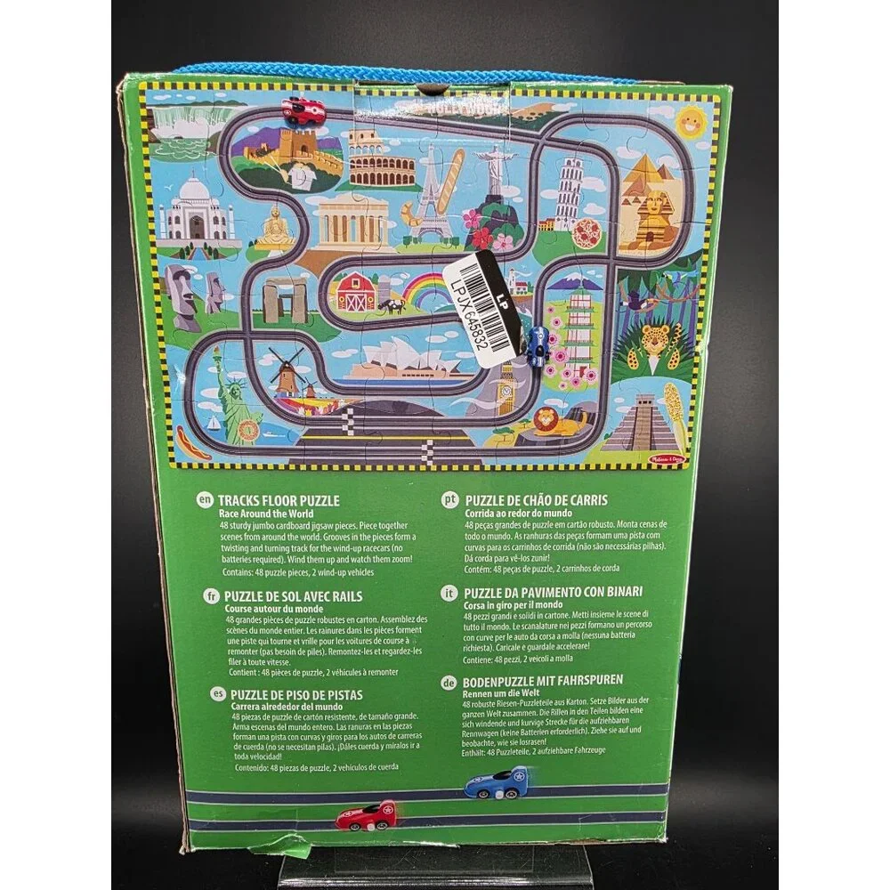 Melissa & Doug Tracks Floor Puzzle With 2 Wind-Up Cars 48 Pieces 36
